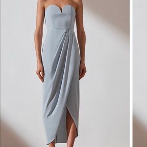 CORE 'U' BUSTIER DRAPED DRESS - Powder Blue, sz6